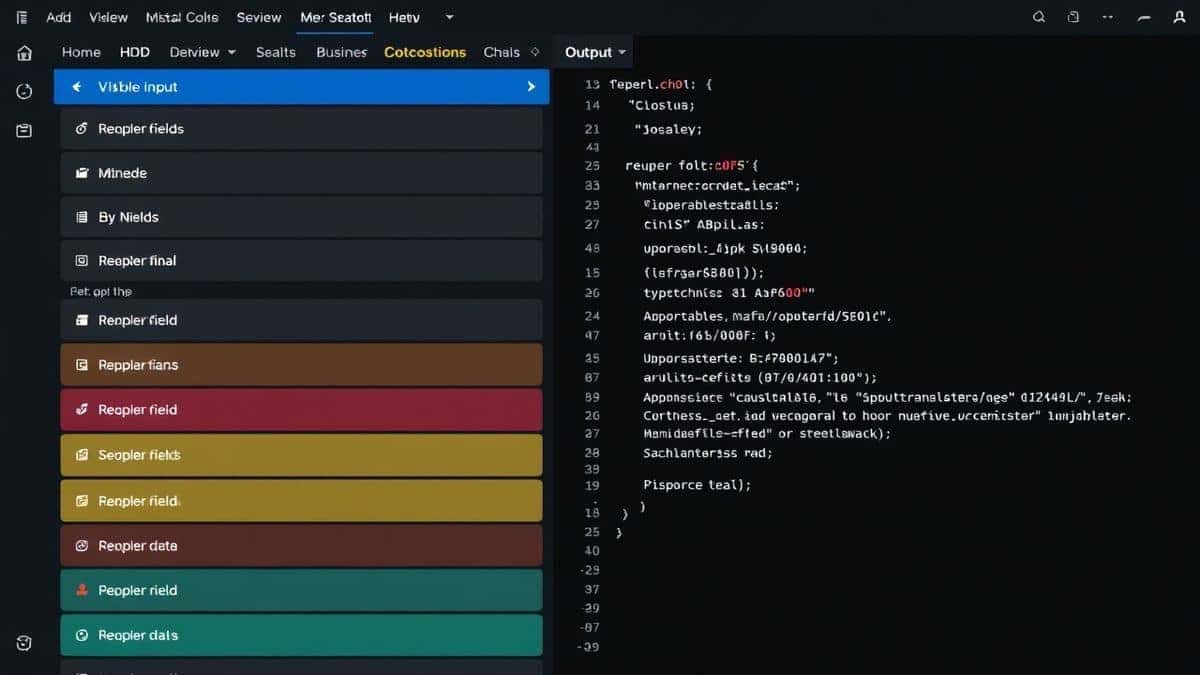split-screen view showing variable input fields on left and live formatted output on right