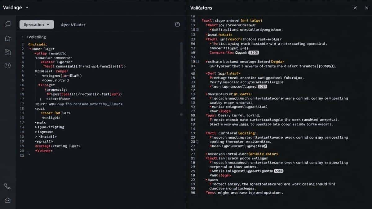 modern HTML validator tool interface showing code editor panel and error reporting side by side with clean minimal design