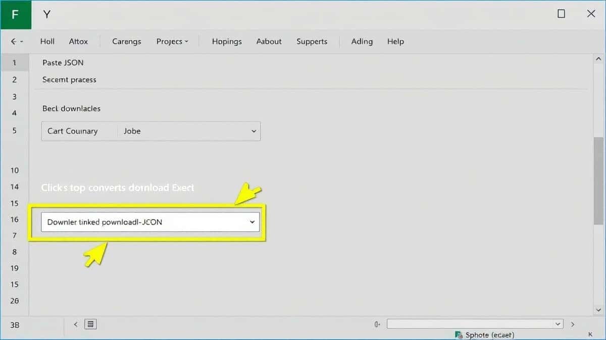 screenshot showing step-by-step process paste JSON click convert download Excel
