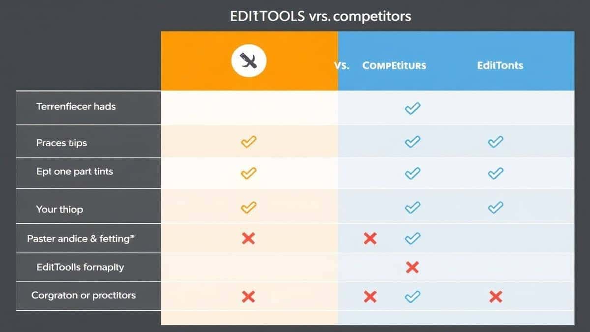 comparison chart showing different json to pdf conversion methods with feature checkmarks